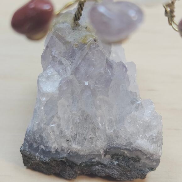 Vintage Handmade Twisted Wire Tree Sculpture with Crystal Base Mixed Gem Stones - Picture 6 of 8